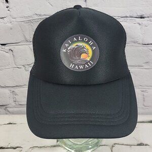 Kai Aloha Hawaii Trucker Hat Unisex OSFA Black Mesh Snapback Ball Cap
